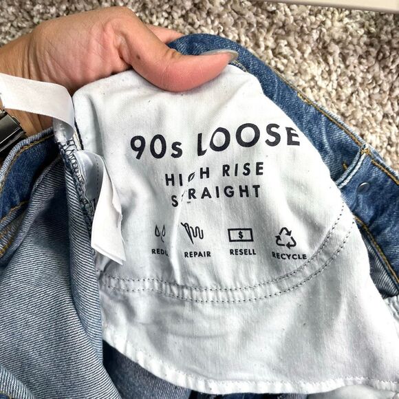 Lucky Brand Jeans Women’s 12/31 90’s Loose High Rise Button Fly Straight Leg Den - Picture 6 of 10